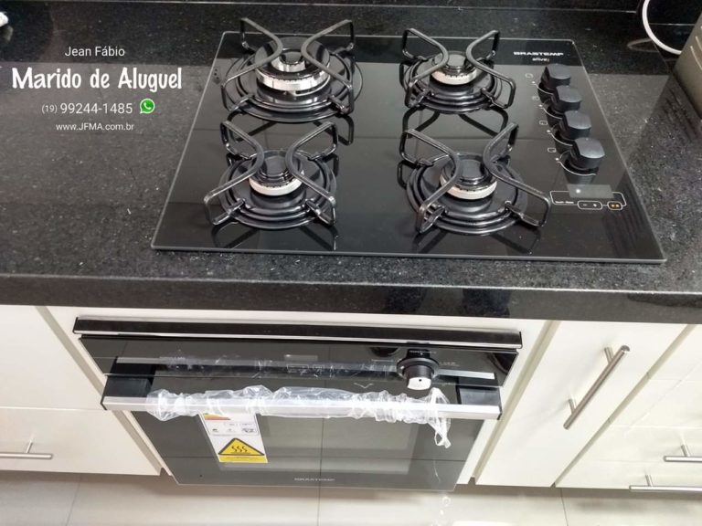 Instalação de sistema de gás de cozinha em Cooktop e forno elétrico.